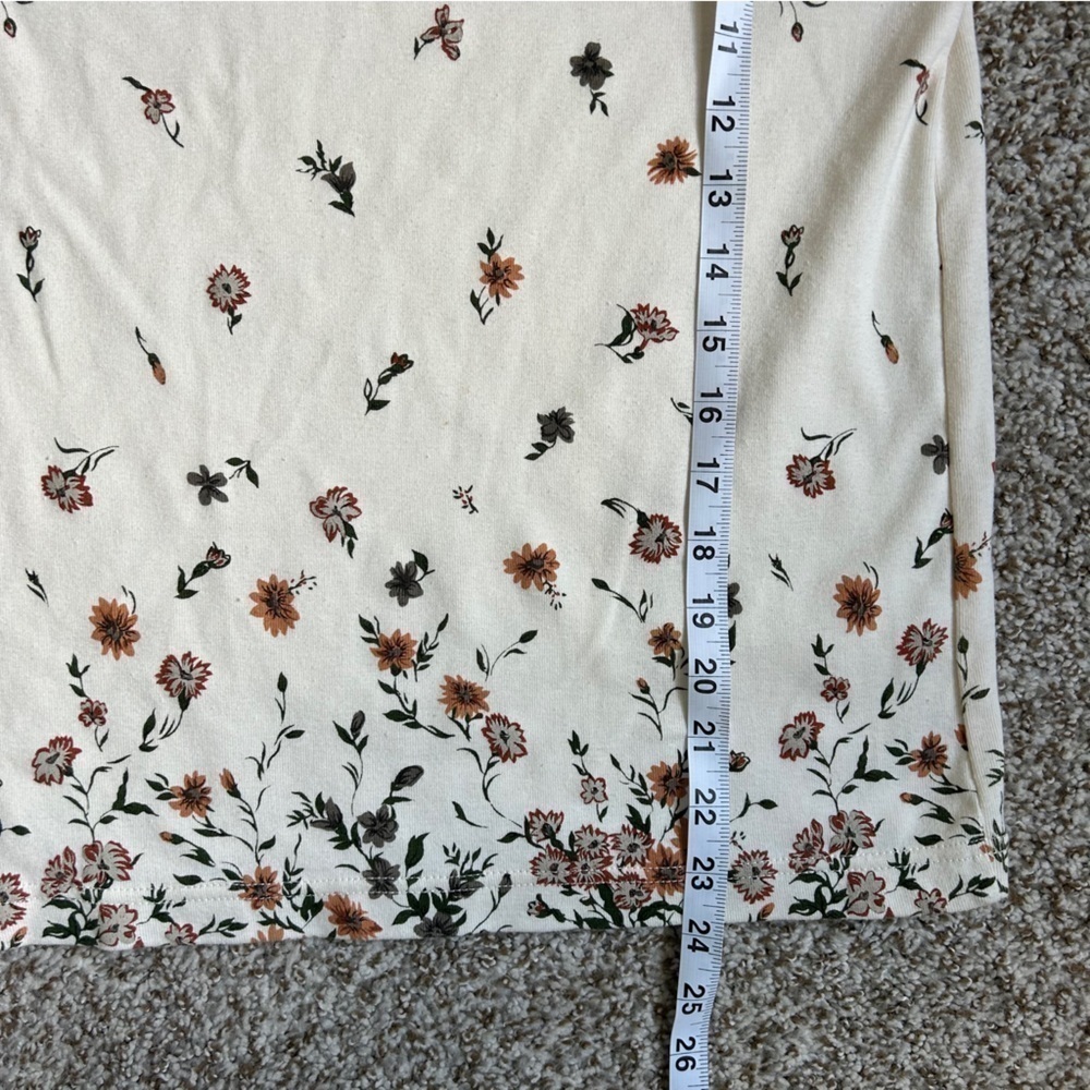 🦋 Jenny Vintage 3/4 Sleeve Boatneck Top Floral Casual Cotton Large - Picture 5 of 6